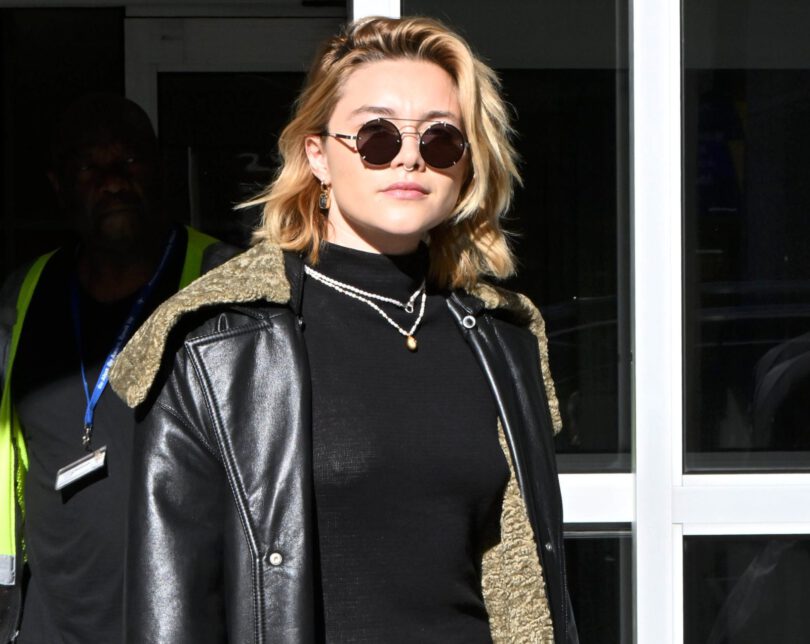 Florence Pugh Shows Braless Boobs And Nipples At JFK Airport In New