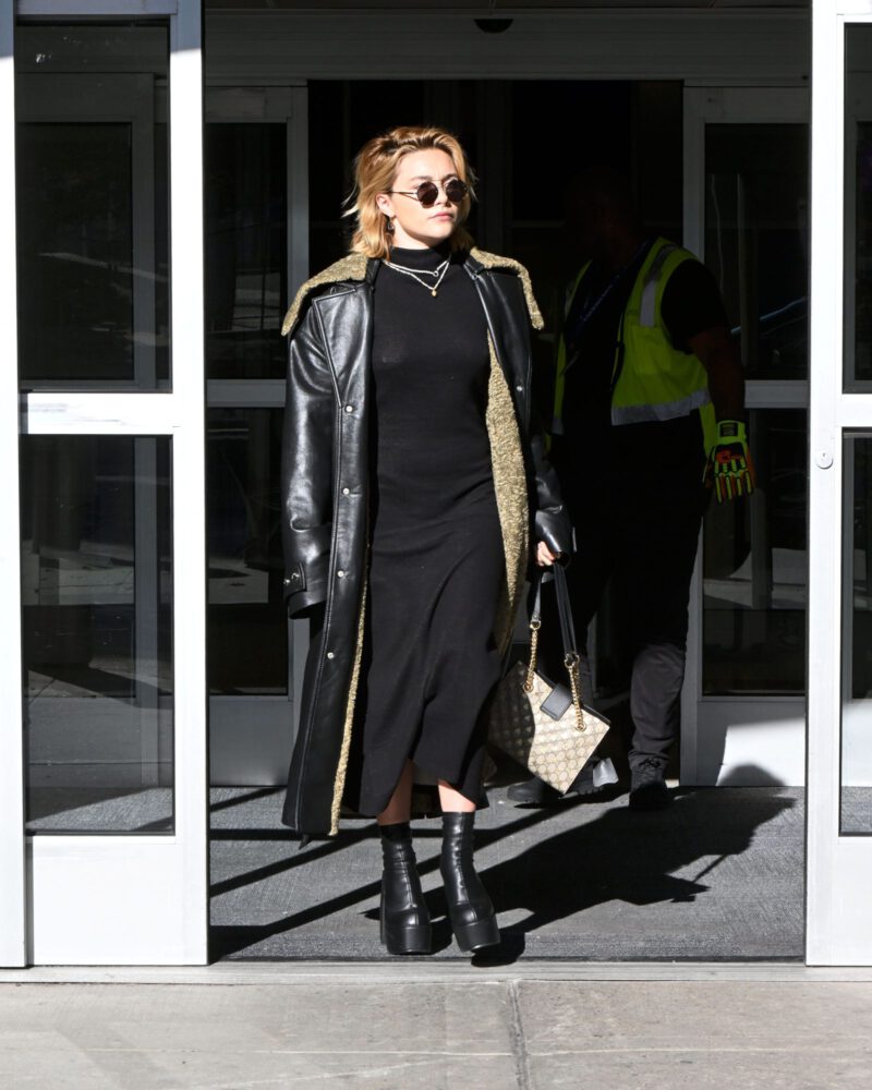 Florence Pugh Shows Braless Boobs And Nipples At JFK Airport In New